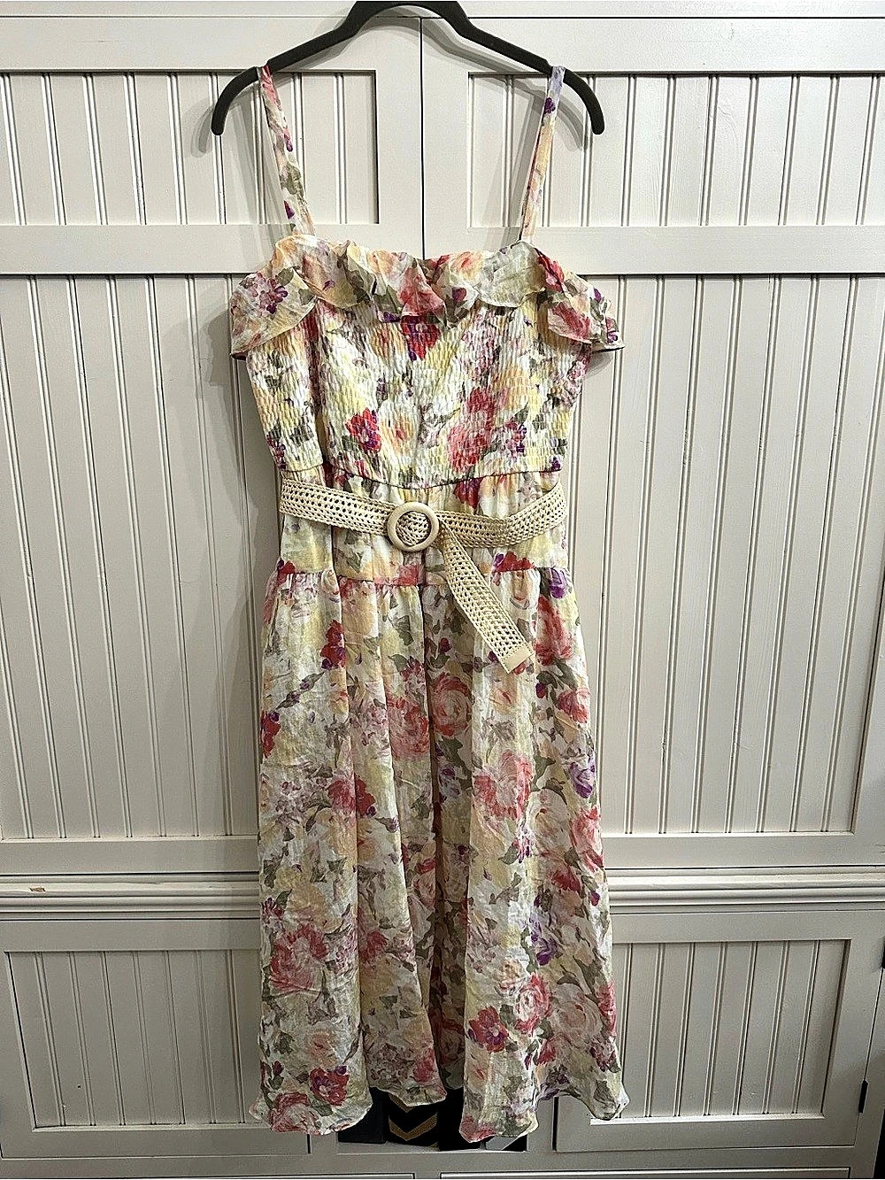 Maison Tara Floral Midi Dress in Multicolor Size 14